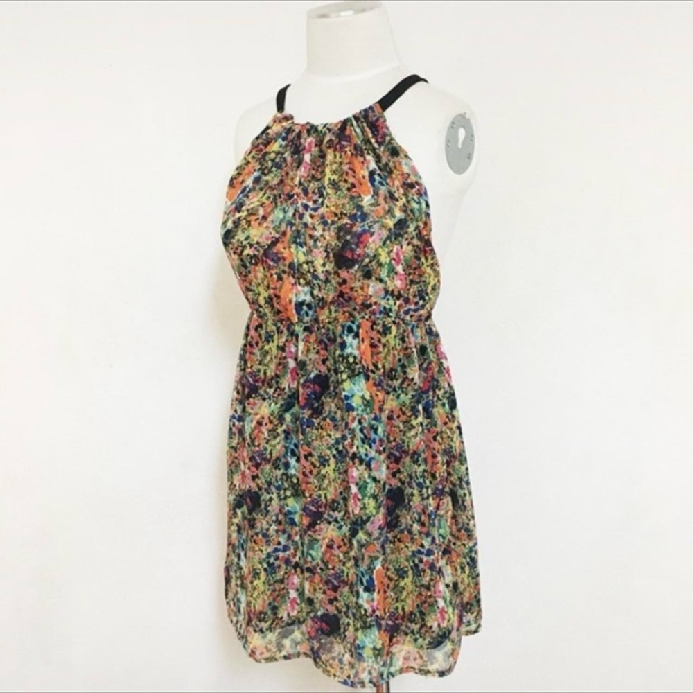 Multicolored Low Back with Bow Dress